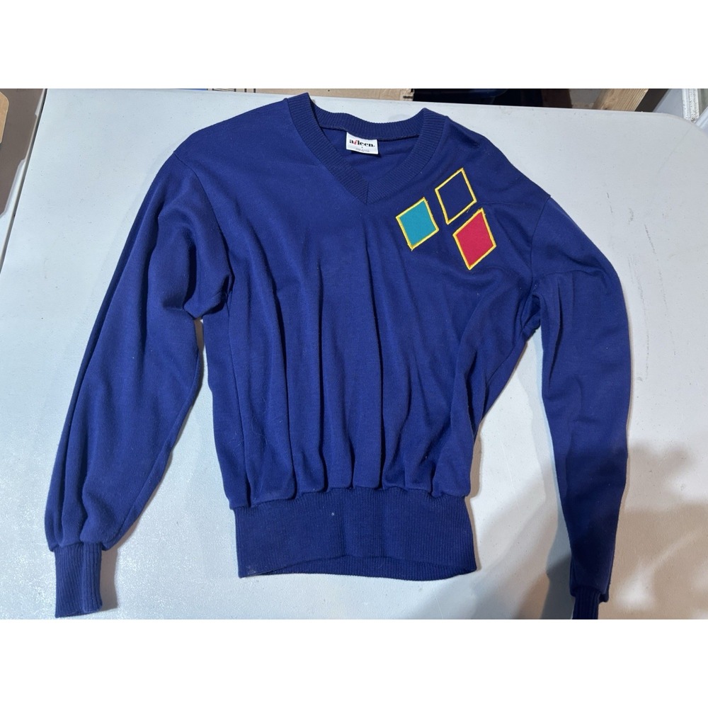 Vintage 80s Aileen Diamond  Print Knit Sweater Size‎ Small